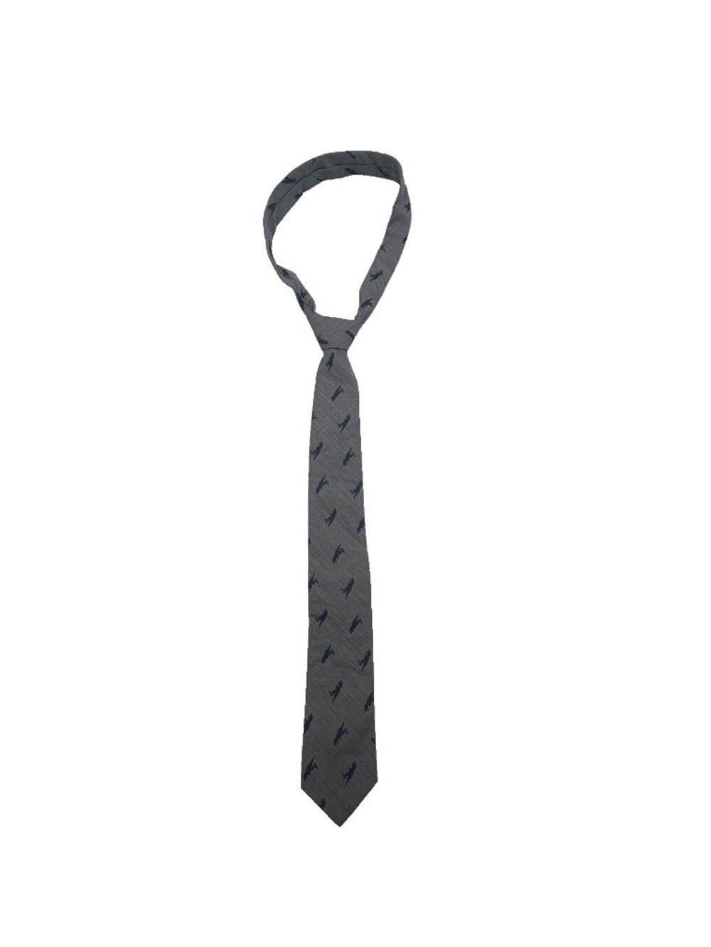 Old Navy Boys Dinosaur Print Gray Neck Tie XL 14-16 Polyester Kids Tie